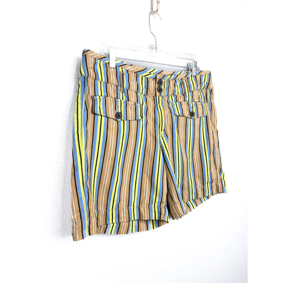 Hei Hei Shorts Size Large 10/12 (See Desc) Yellow Tan Stripe Anthro Boho Utlity - Picture 7 of 10